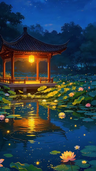 夜景水榭4k