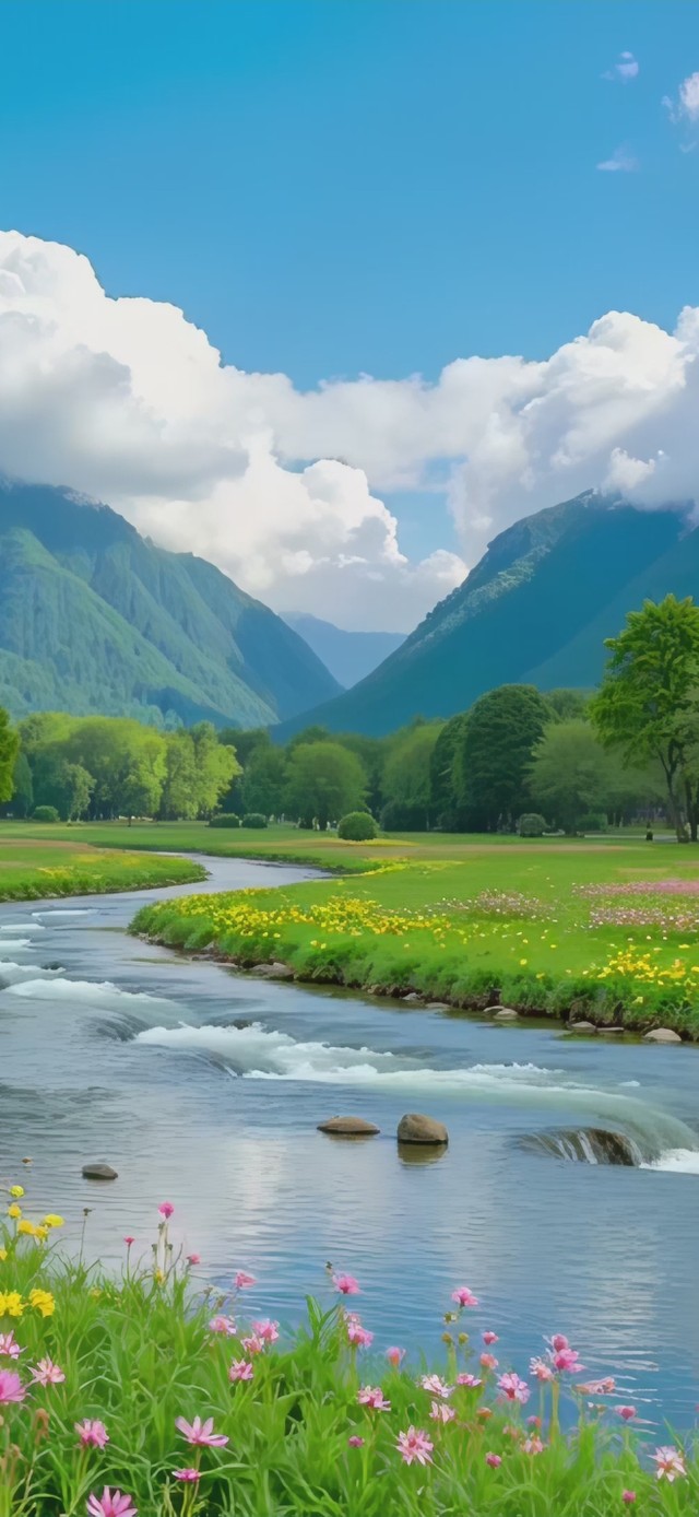 护眼自然山谷河流
