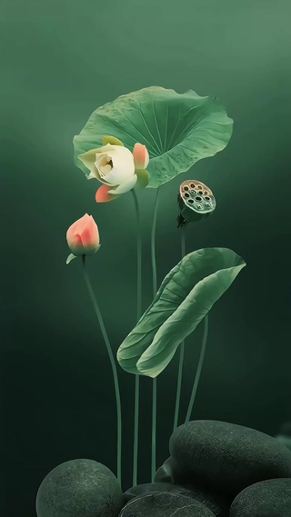 治愈系荷叶荷花4k动态①