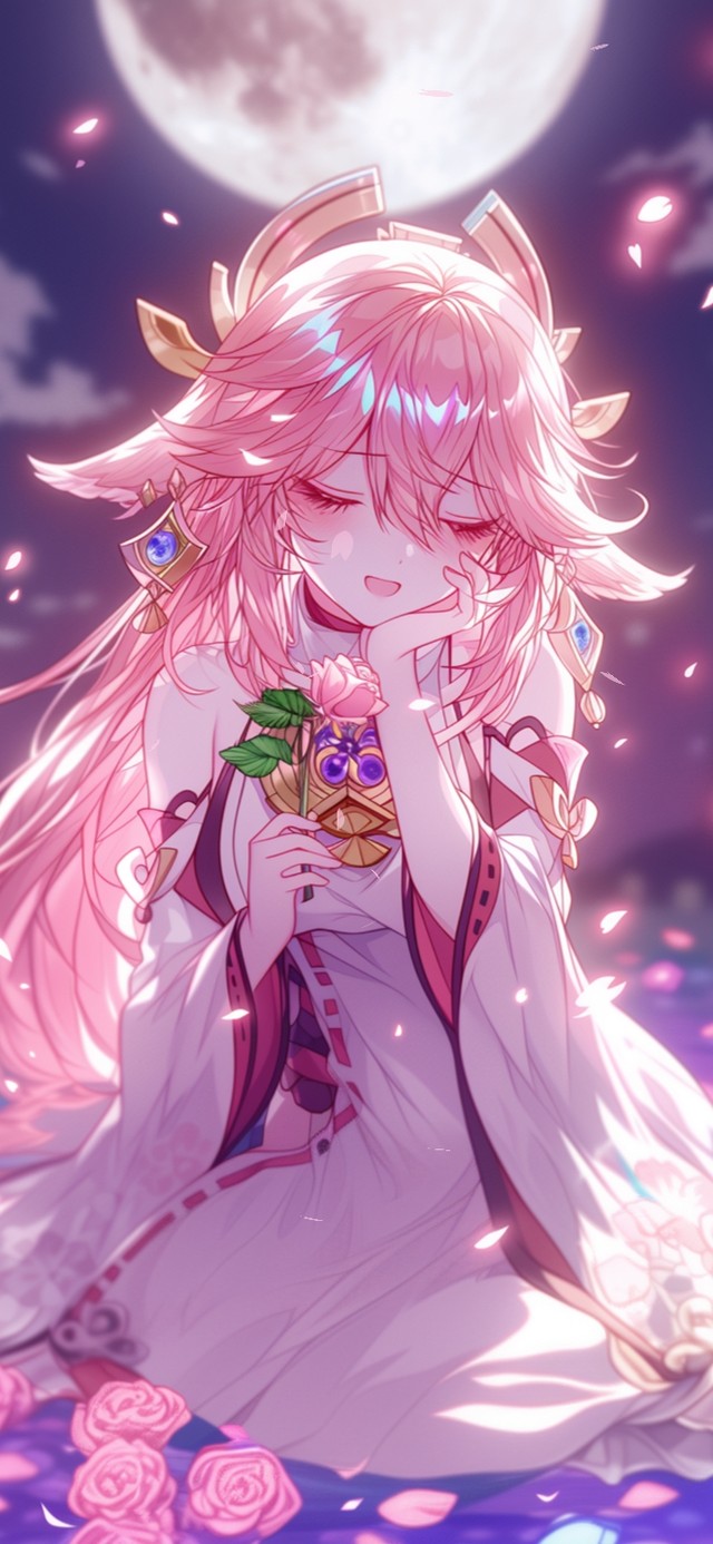 雪墨壁纸丨八重神子丨花好月圆丨