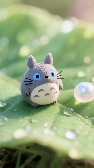 绿叶上的小龙猫