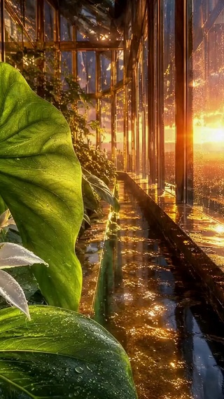 雨后花园晚霞
