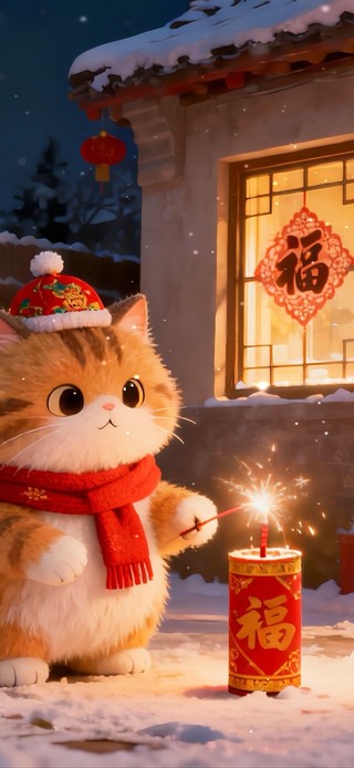 放鞭炮的可爱猫咪