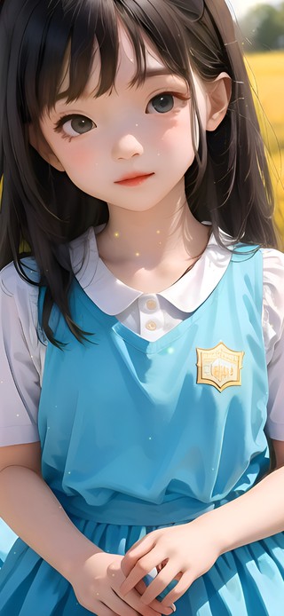 可爱蓝裙少女