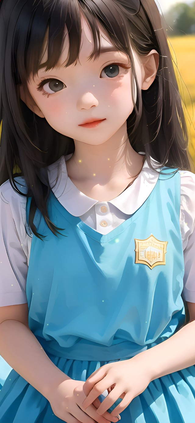 可爱蓝裙少女