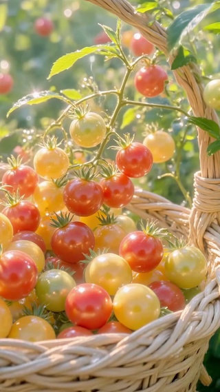 菜园里的彩果小番茄