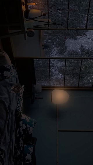 雨夜卧室窗外暴雨