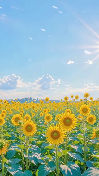 飘絮晴天向日葵花海