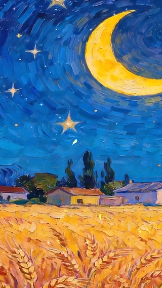 夜景秋季星空树木