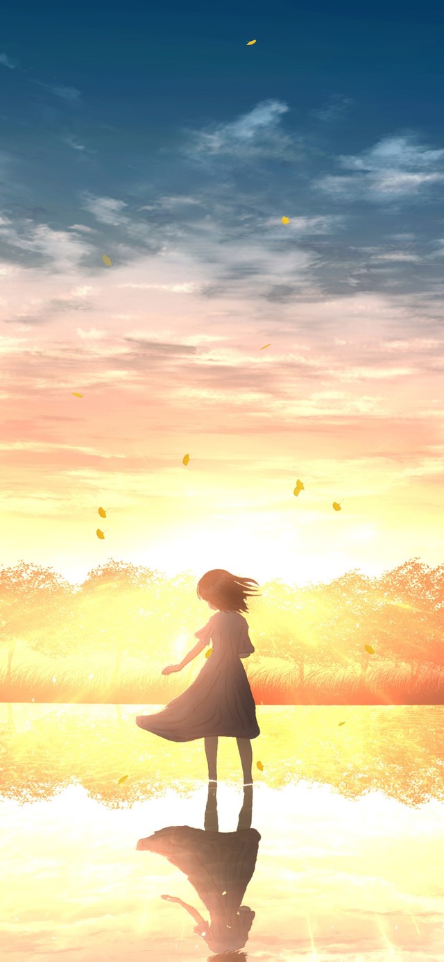 4k落日下的少女