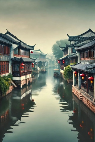水乡晨雾