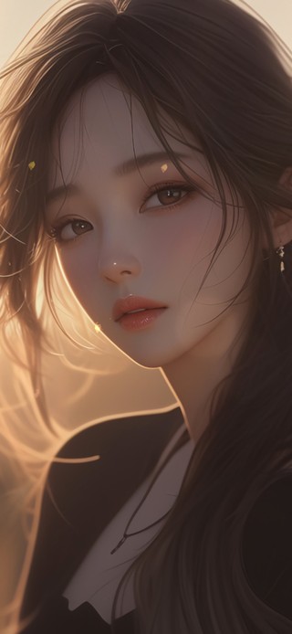 夕阳下的女孩