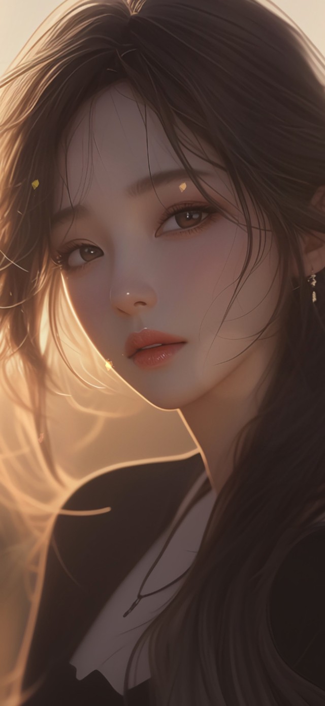 夕阳下的女孩
