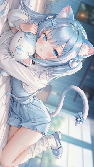 软萌蓝发猫娘