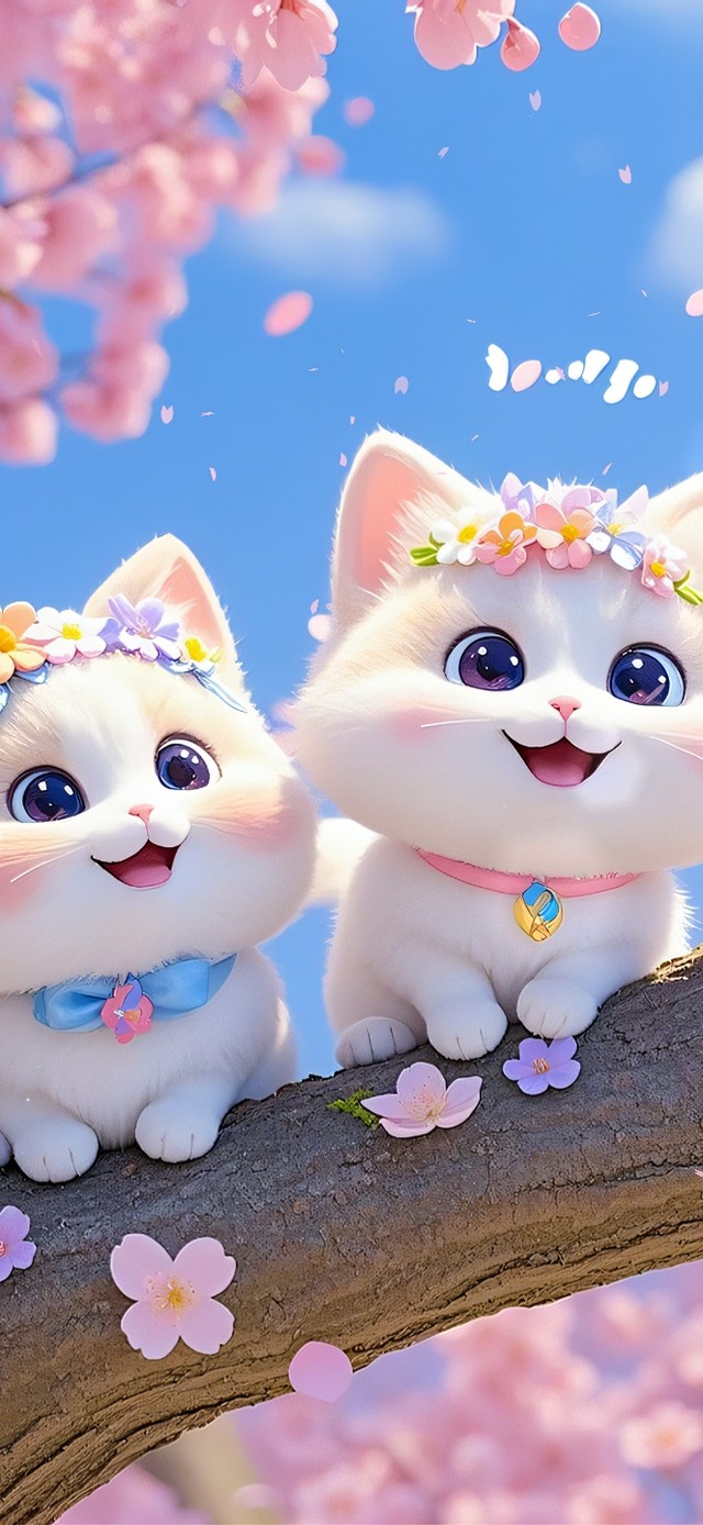 两小只可爱樱花猫咪