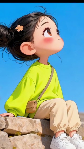 可爱的丸子头女孩