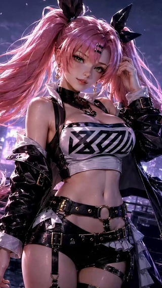 霓虹粉发少女