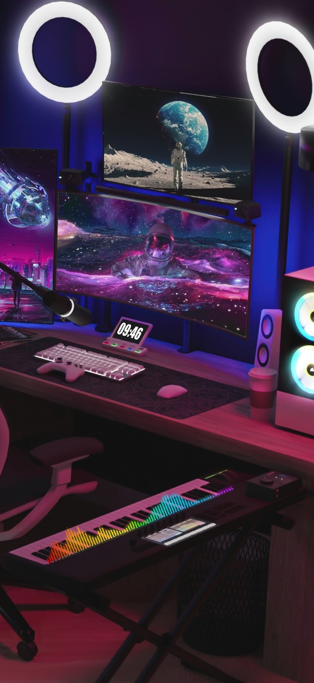 4K赛博朋克霓虹电脑房间