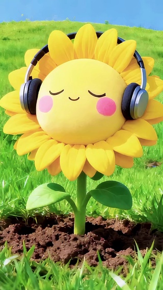 享受音乐的向日葵