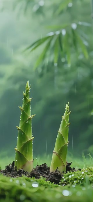 春日雨中竹林