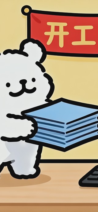 可爱开工大吉线条小狗