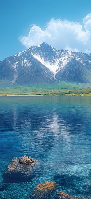 雪岭湖光