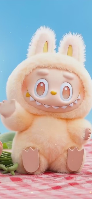 可爱的野餐的labubu