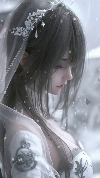 雪中古风少女侧颜
