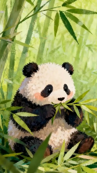 竹林可爱熊猫