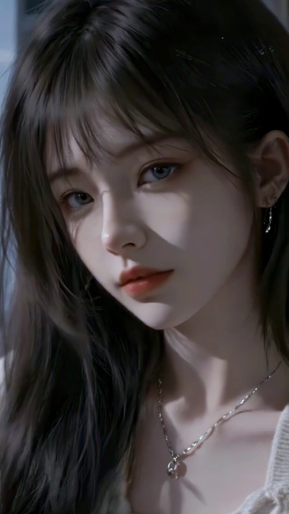 都市窗边暮色少女