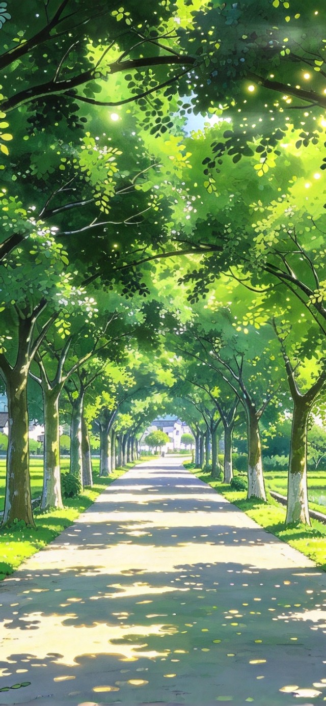 夏日乡间小道 林荫路丁达尔效应