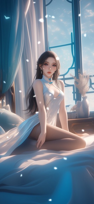 她的发丝像散了墨的书简