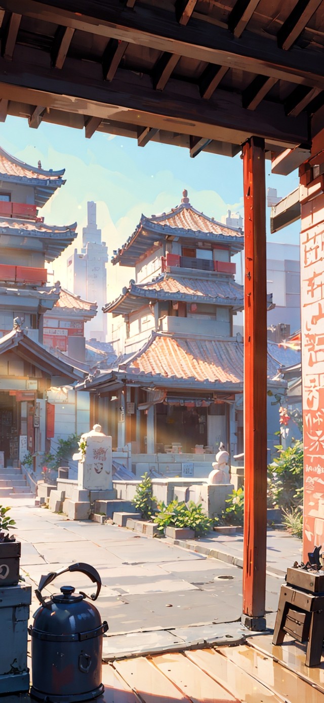 4K国风城镇街道