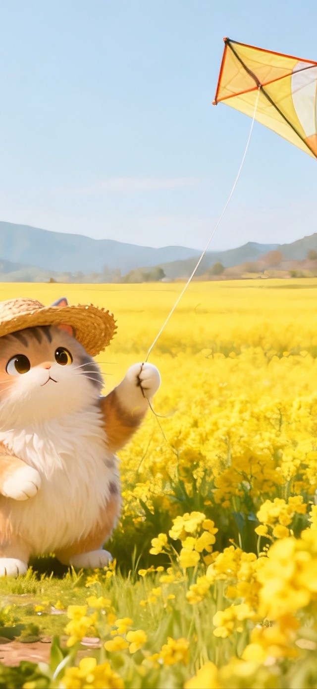 春日猫咪放风筝