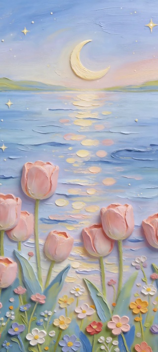 奶油风春天的郁金香