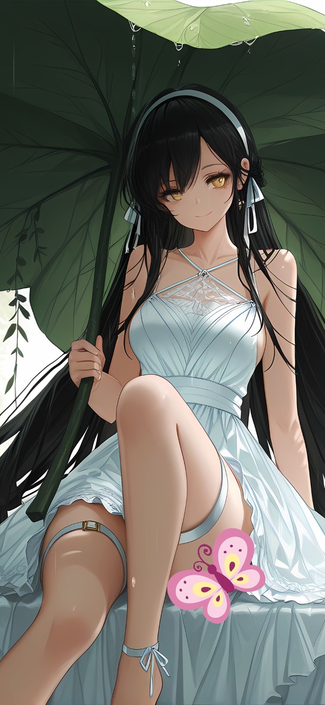 雨天躲雨的少女