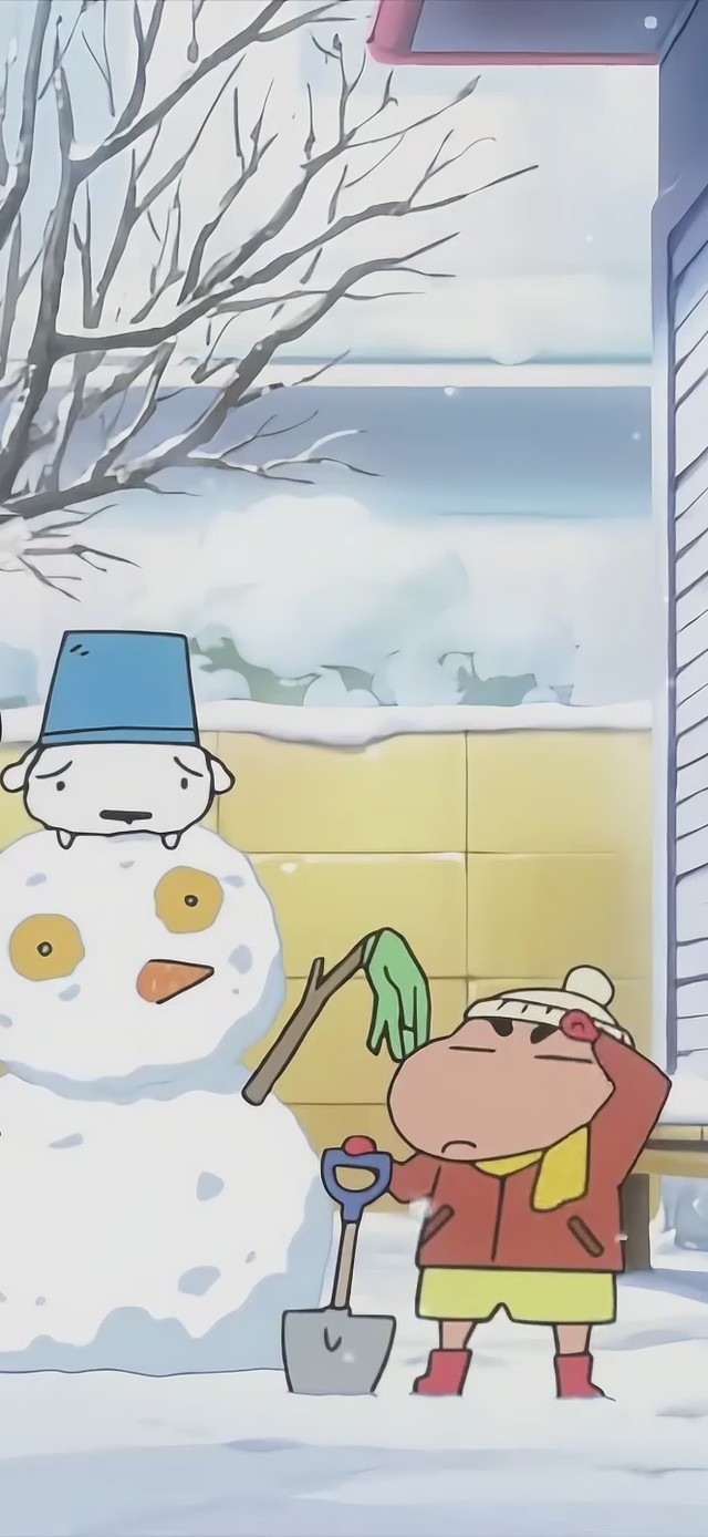 蜡笔小新家的后院下雪了