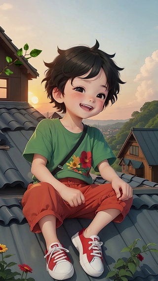 屋顶小男孩