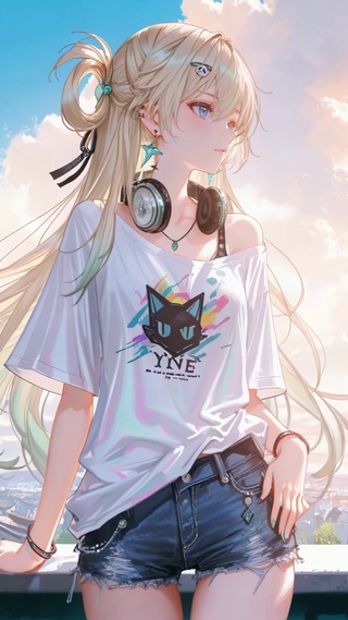 城市天台元气耳机少女琳奈