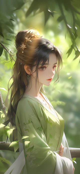 竹林古风美女