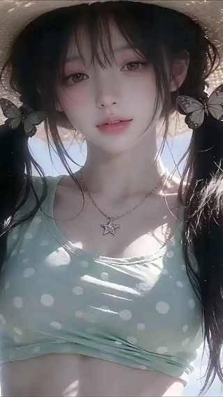 海边夏威夷风情清纯少女