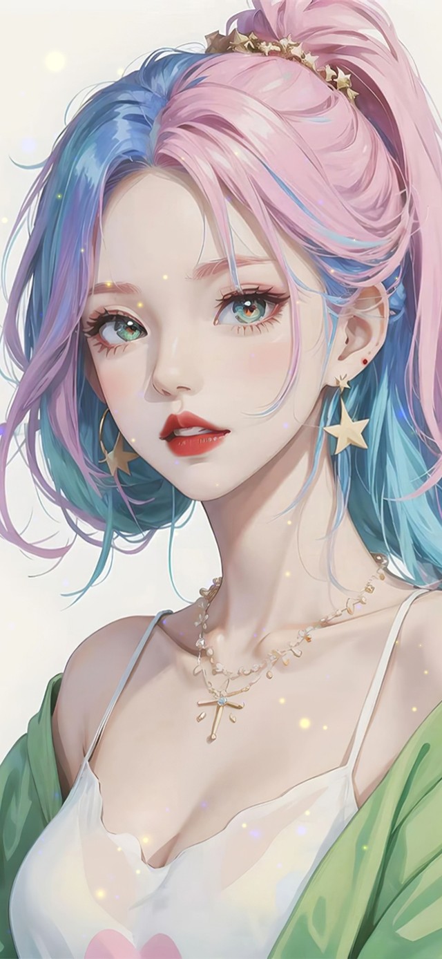 4k简约彩虹少女