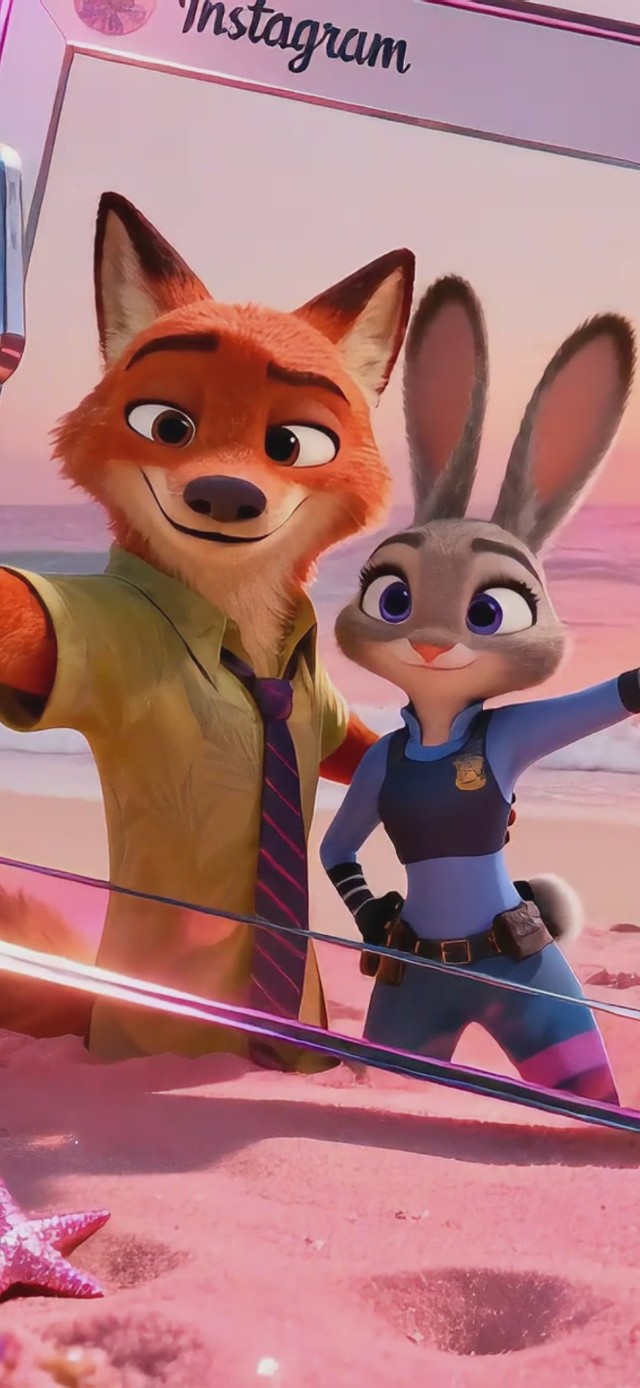 尼克朱迪粉色海滩 ins 风