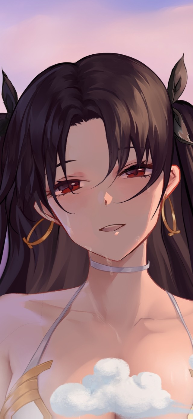 夕阳下的海边美少女