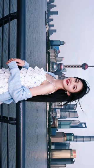 江边美女