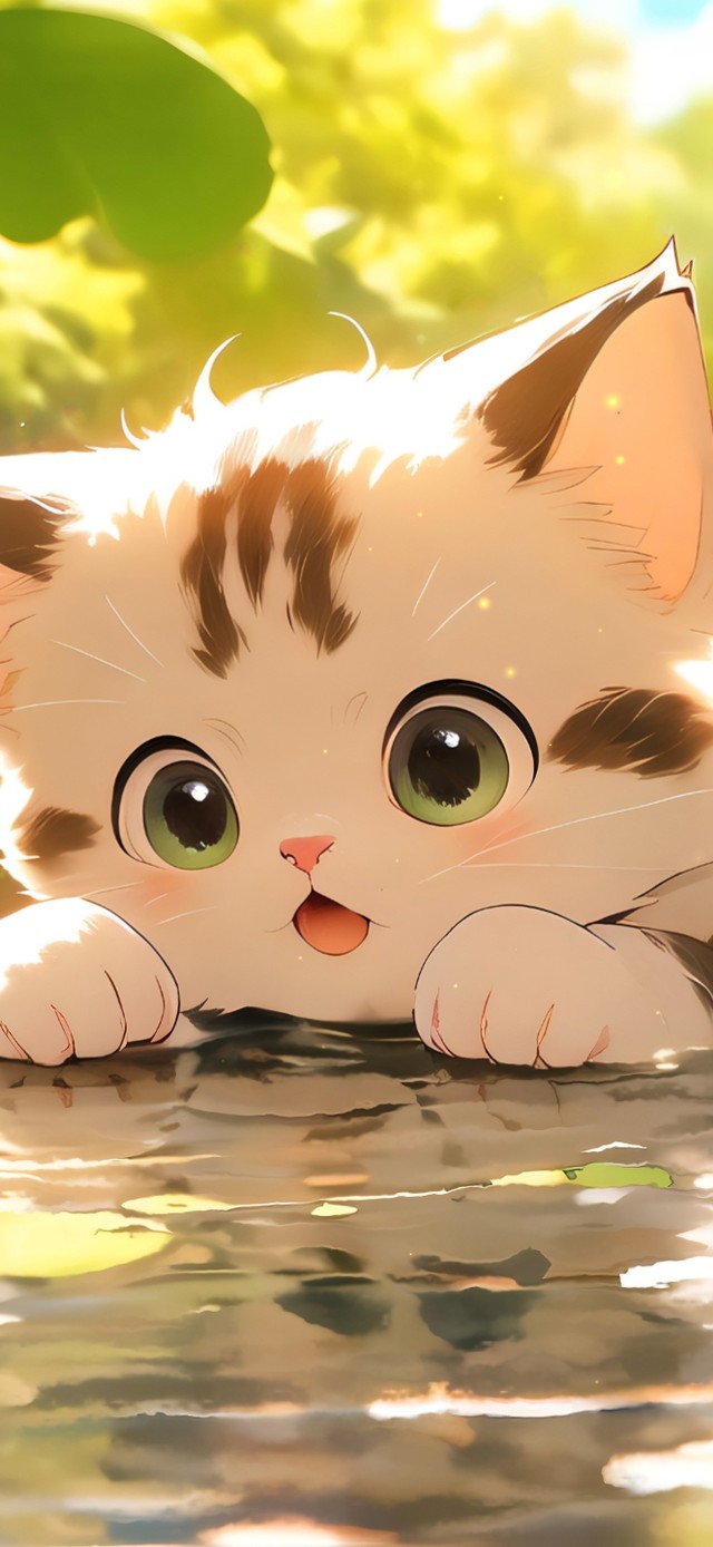 溪水的猫咪