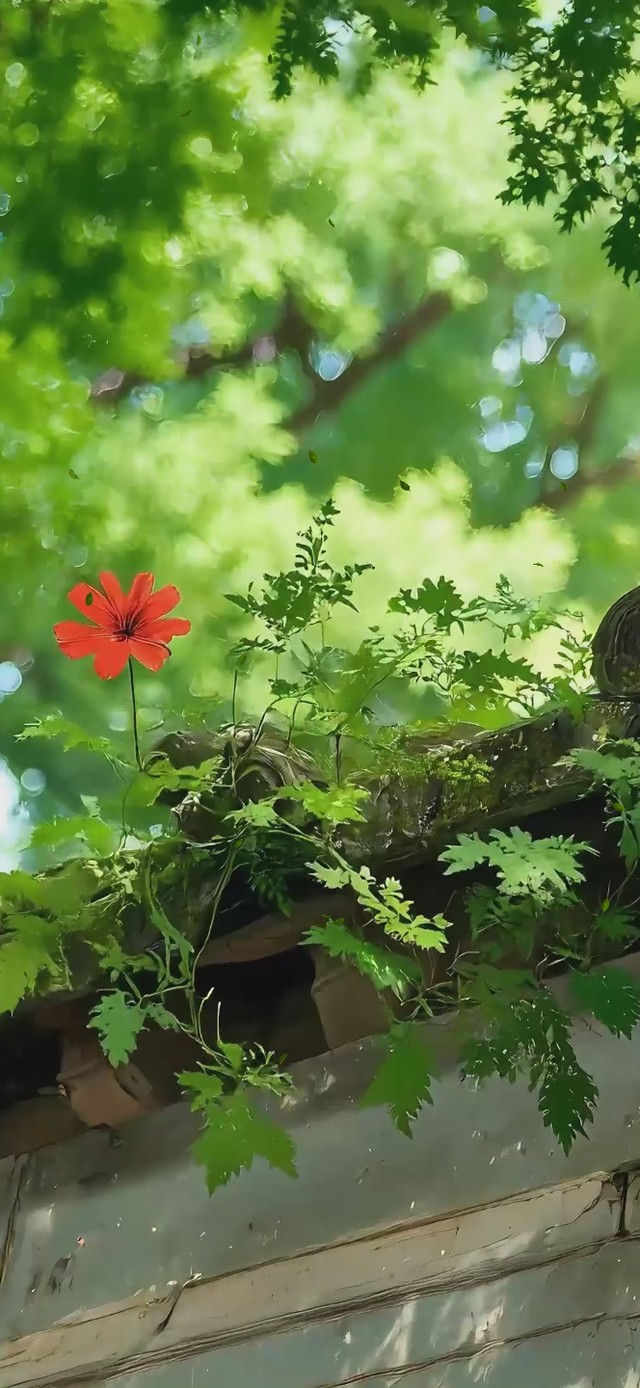 屋檐上的小花