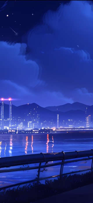 夜晚海边公路