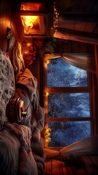 冬季窗外风雪夜