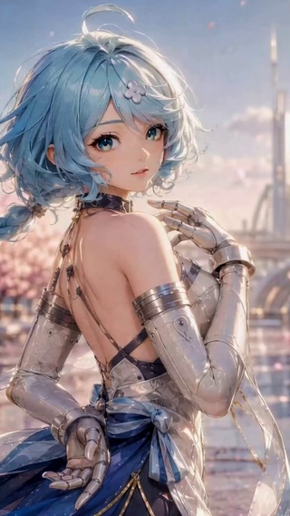樱花都市蓝发机甲美少女